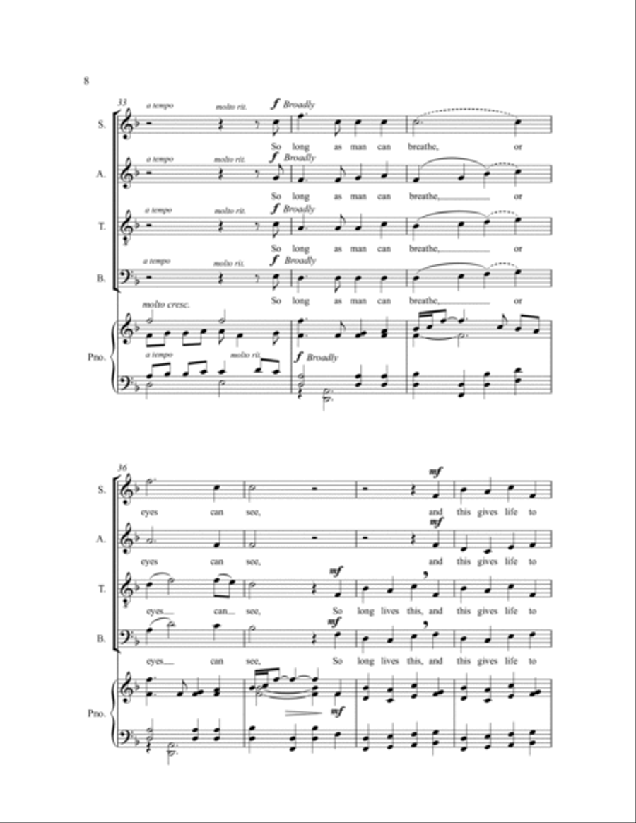 Shall I Compare Thee to a Summer's Day? 4-Part scores gallery preview page 9