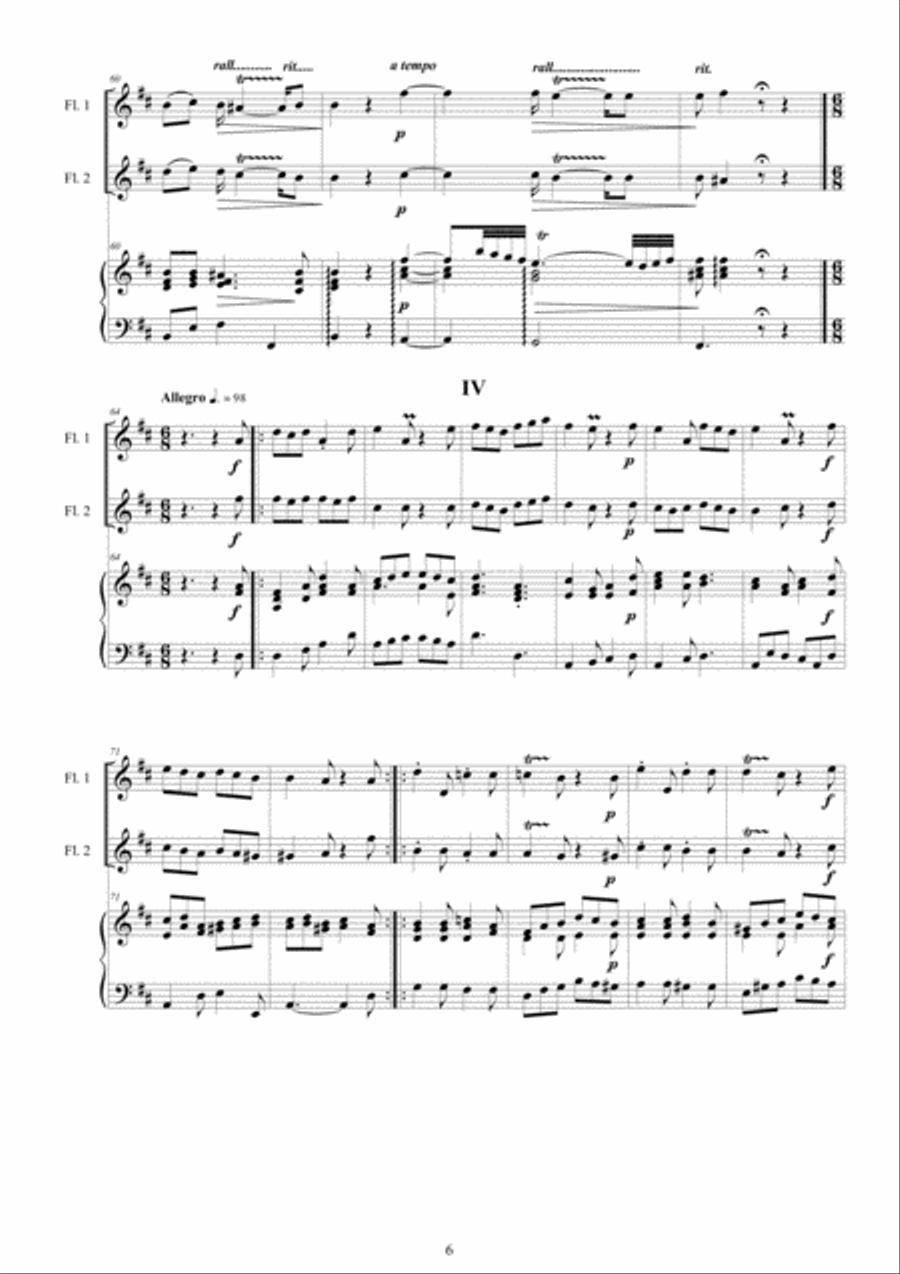 Valentini - Double Sonata in D major CSVal-2 for Two Flutes and Cembalo Flute Duet scores gallery preview page 6
