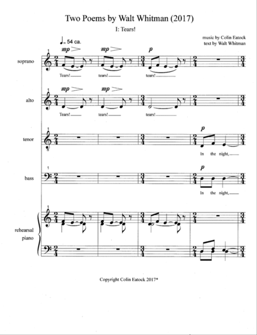 Two Poems by Walt Whitman (2017) 4-Part scores gallery preview page 3