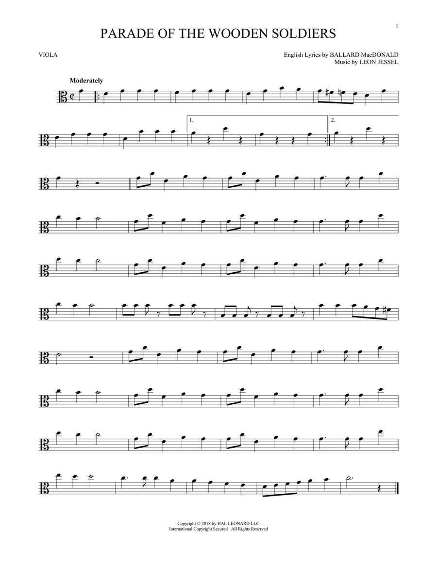 Parade Of The Wooden Soldiers Viola Solo scores gallery preview page 1