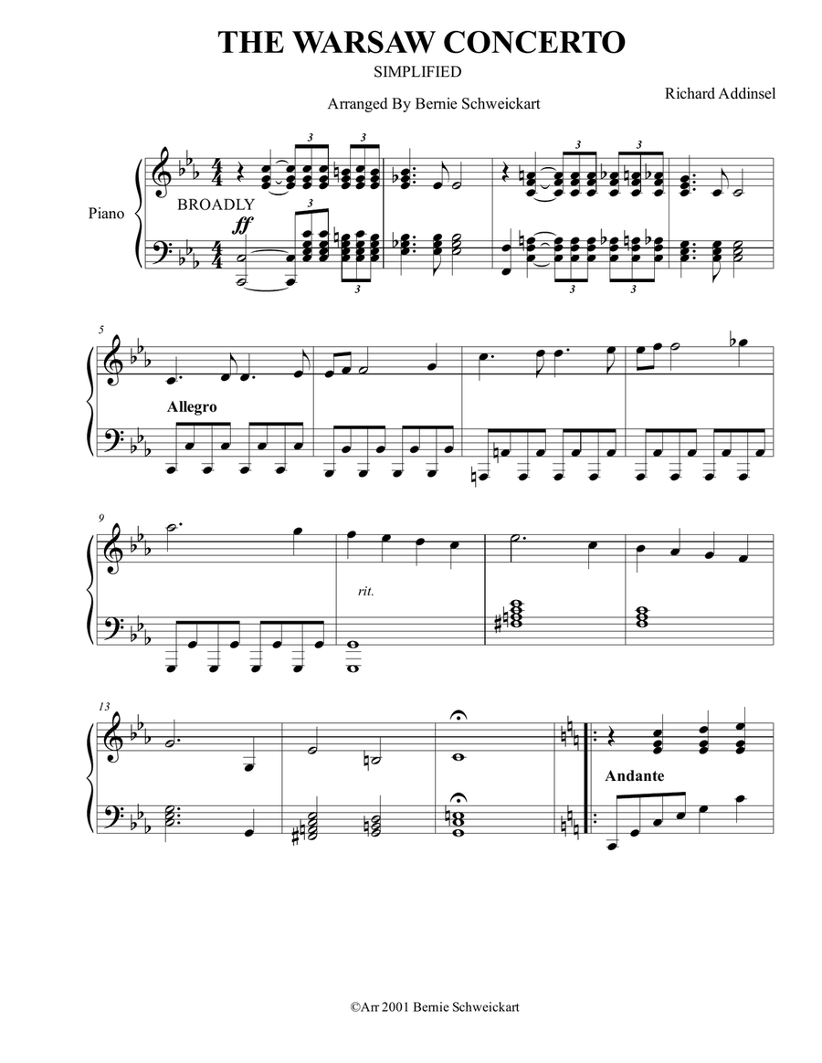 Warsaw Concerto Warsaw Concerto Piano Solo scores gallery preview page 1