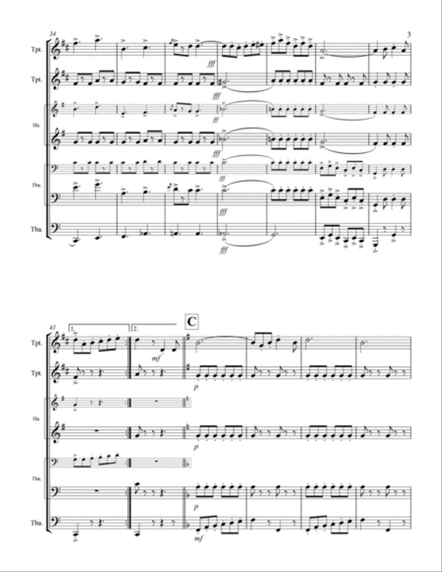March - Semper Fidelis (for Brass Quintet) Brass Quintet scores gallery preview page 4