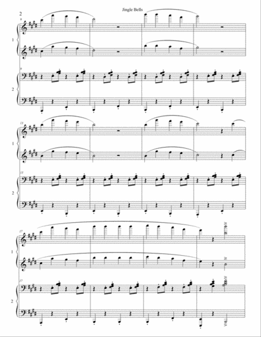 Jingle Bells Piano Four Hands Piano Duet scores gallery preview page 2