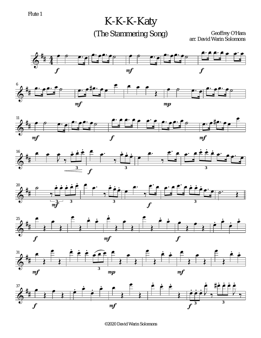 K-K-K-Katy (The stammering song) arranged for 2 flutes Flute Duet scores gallery preview page 4