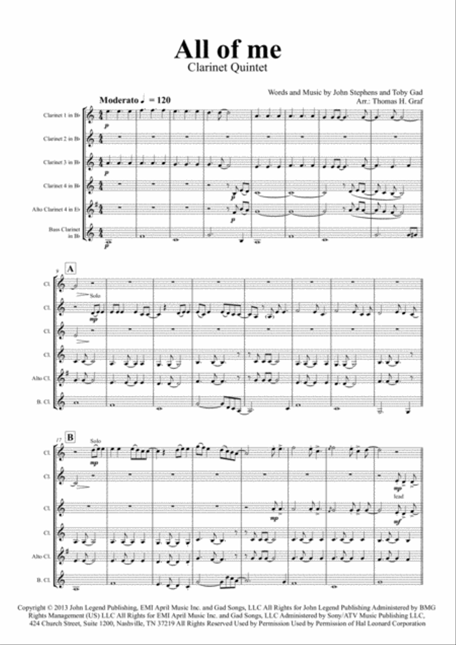 All Of Me Woodwind Ensemble scores gallery preview page 1