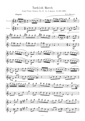 Turkish March from Piano Sonata No.11 in A major, K.331/300i