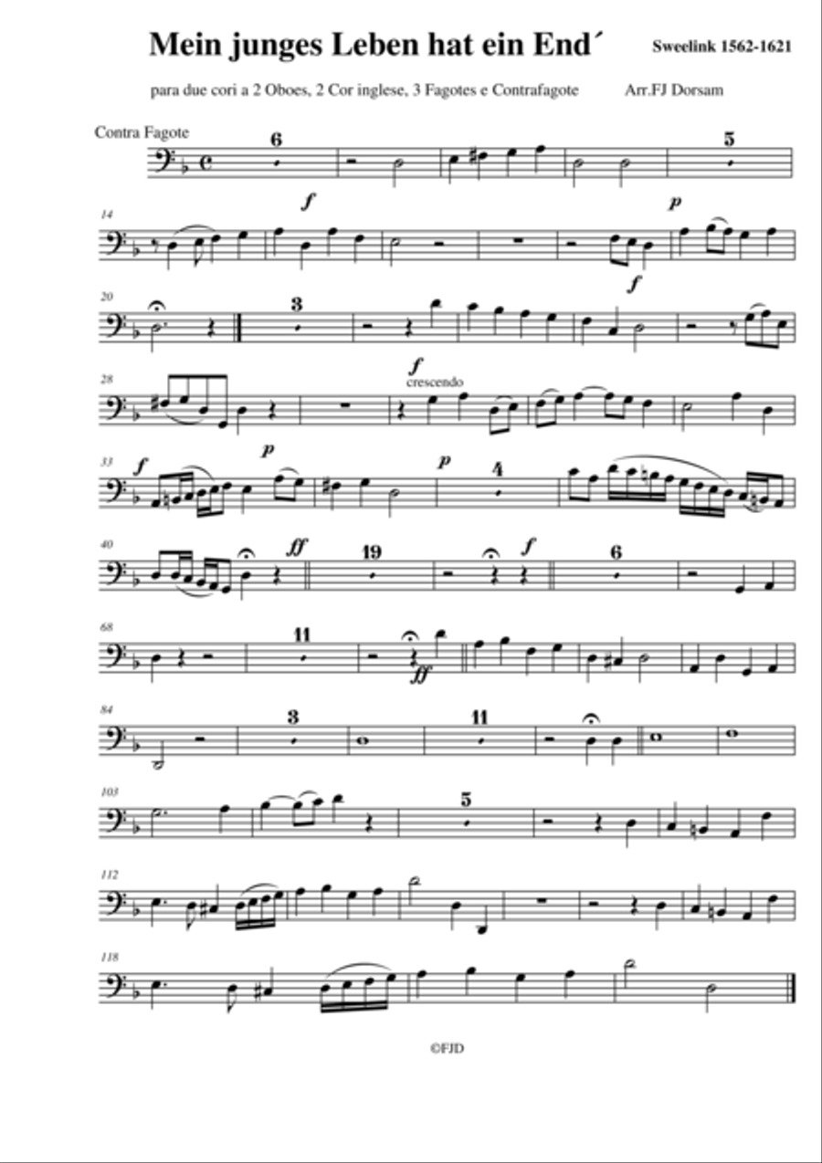 Mein junges Leben hat ein End´ Jan Sweelinck Video: https://youtu.be/MVmMLmpnN4g Small Ensemble scores gallery preview page 1
