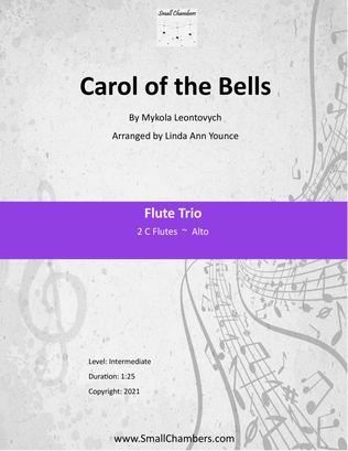 Book cover for Carol of the Bells for Flute Trio, 2 C Flutes and Alto