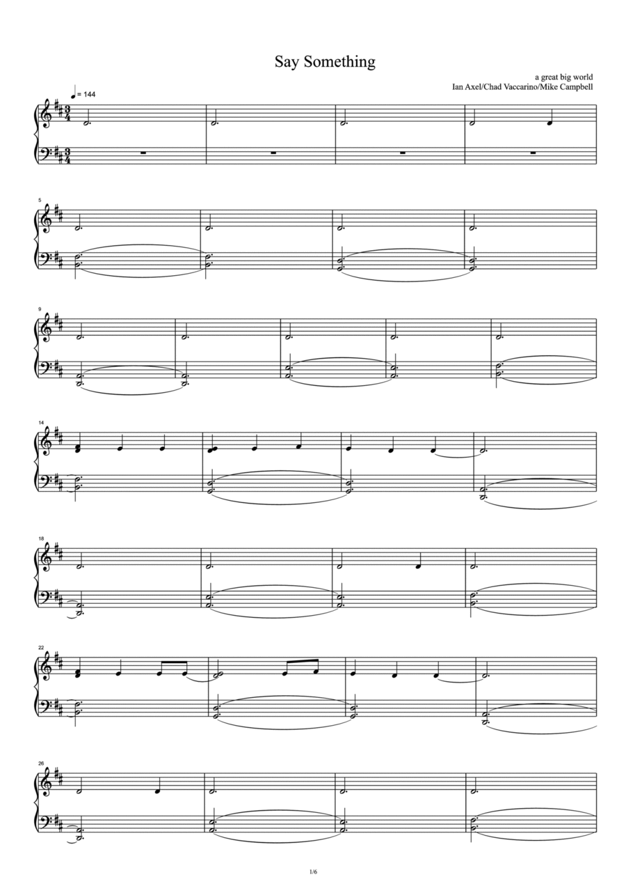 Say Something Say Something Piano Solo scores gallery preview page 1