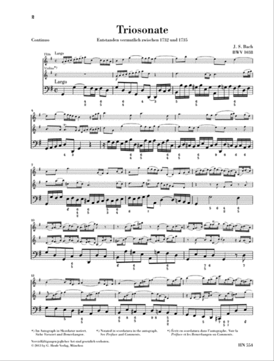 Trio Sonata for Flute, Violin and Continuo BWV 1038 Flute scores gallery preview page 7