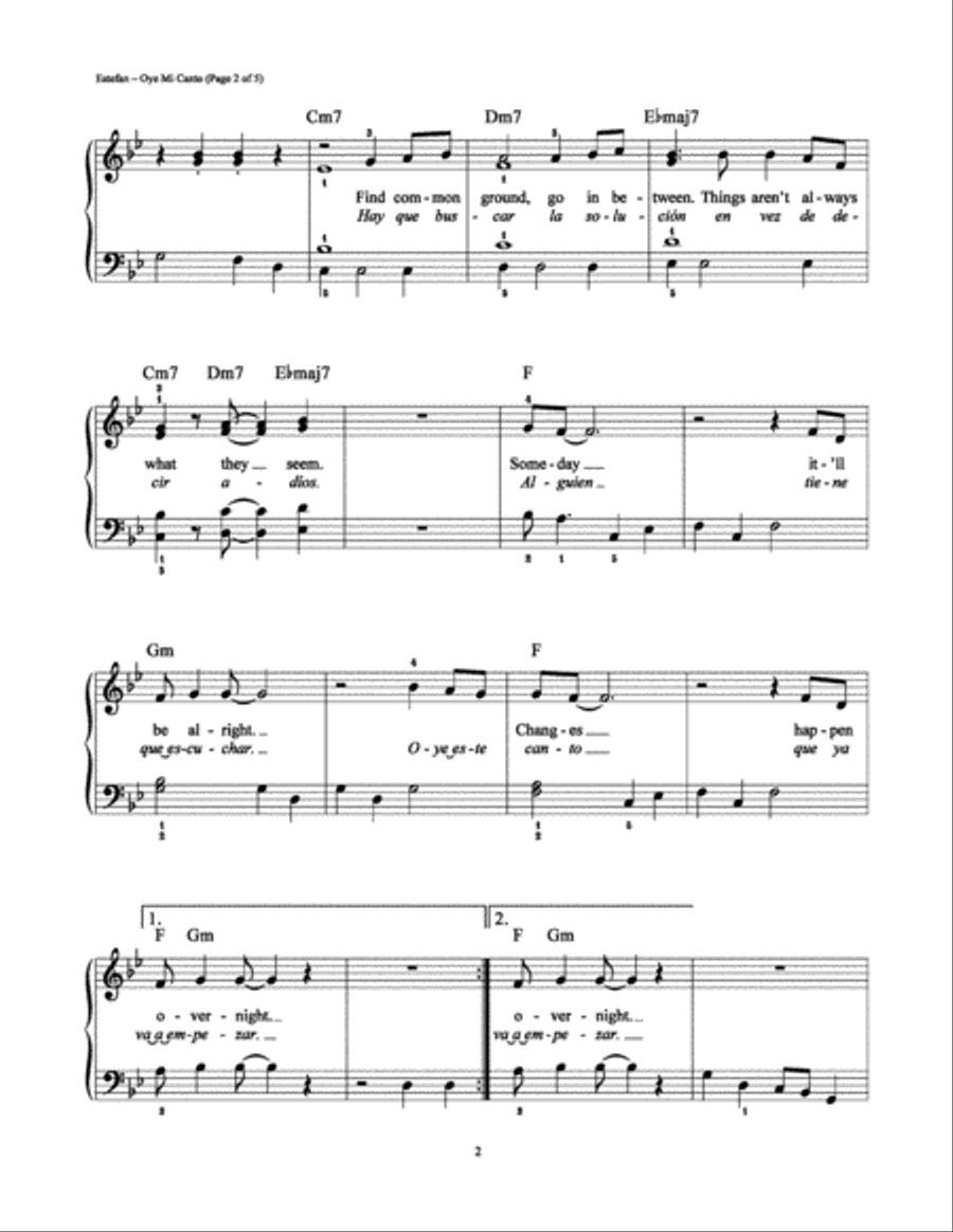 Oye Mi Canto (Hear My Voice) Voice scores gallery preview page 2