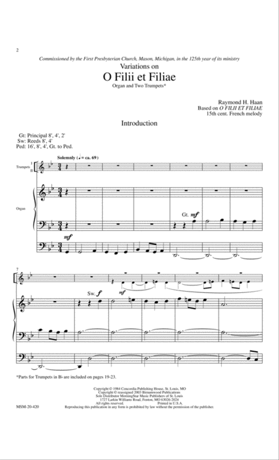 O Filii et Filiae (Variations) Trumpet Duet scores gallery preview page 2