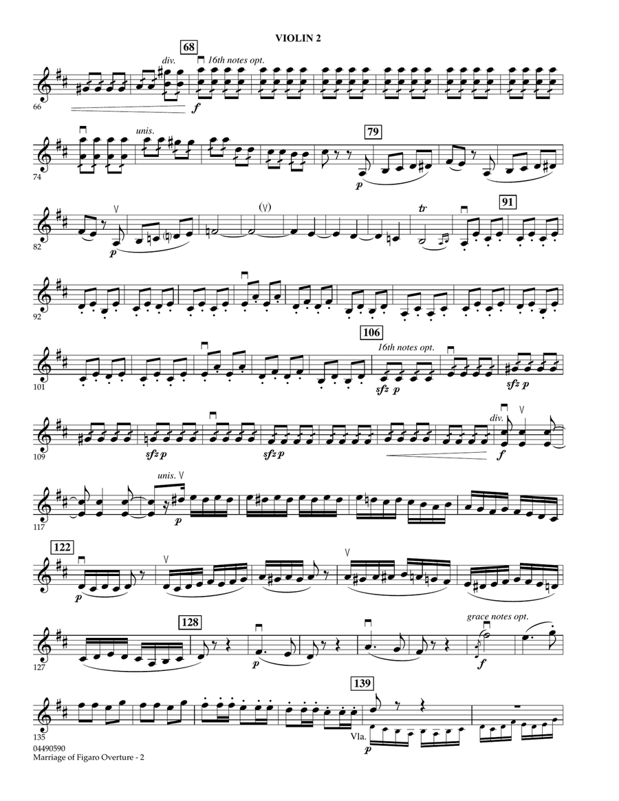 Overture to Marriage of Figaro - Violin 2 Violin scores gallery preview page 2