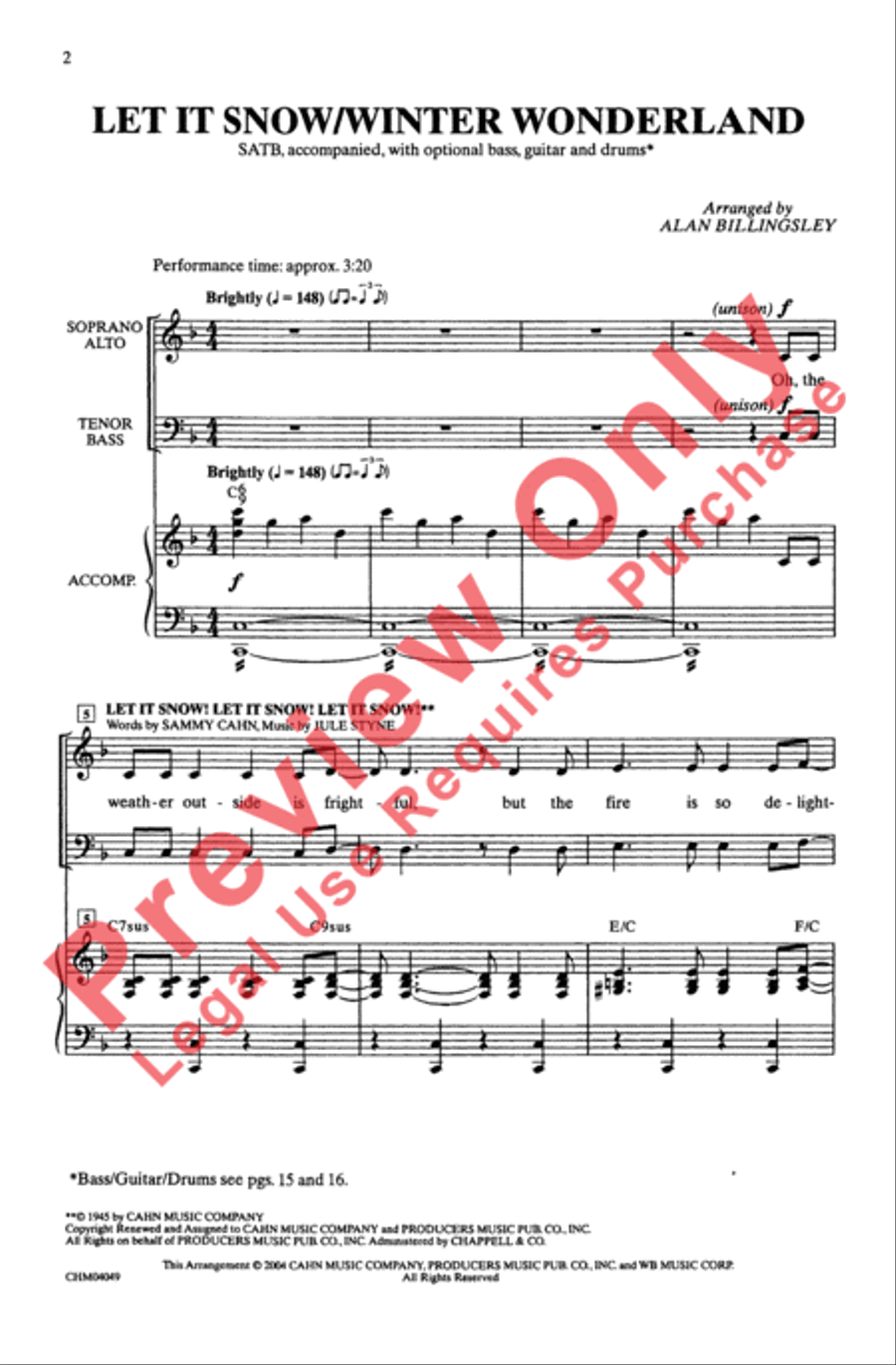 Let It Snow / Winter Wonderland 4-Part scores gallery preview page 2