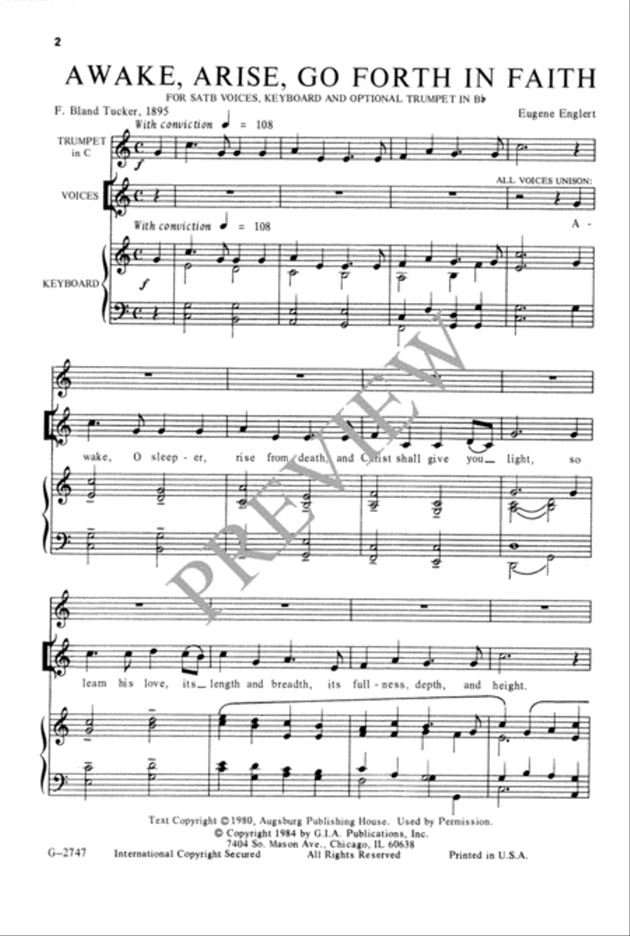 Awake, Arise, Go Forth in Faith 4-Part scores gallery preview page 3