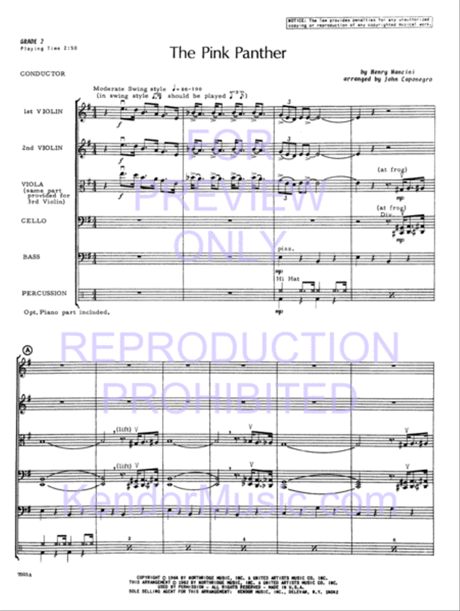 Pink Panther, The Pink Panther, The String Orchestra scores gallery preview page 2