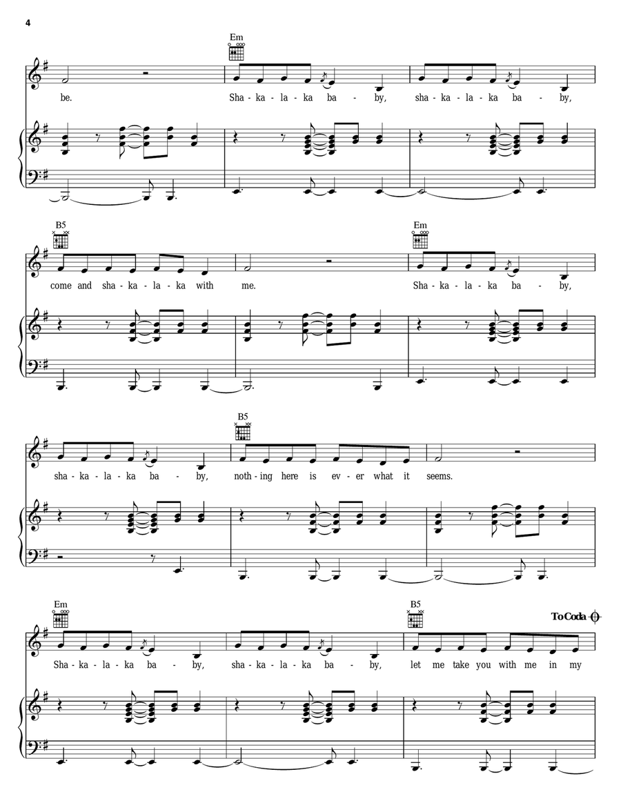 Shakalaka Baby Piano, Vocal, Guitar scores gallery preview page 4