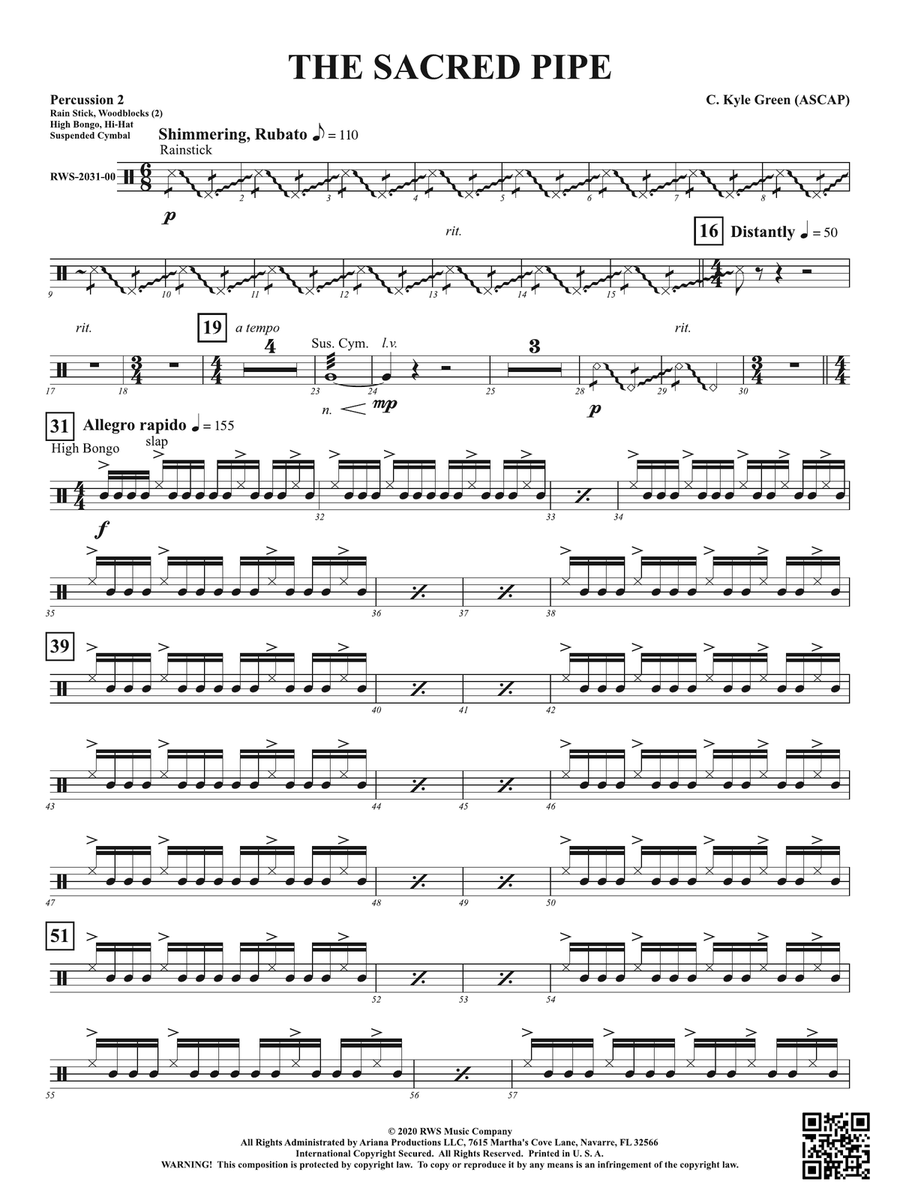 The Sacred Pipe: 2nd Percussion Percussion scores gallery preview page 1