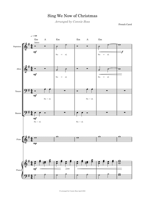 Sing We Now of Christmas - SATB, flute or violin or cello and piano (parts included)