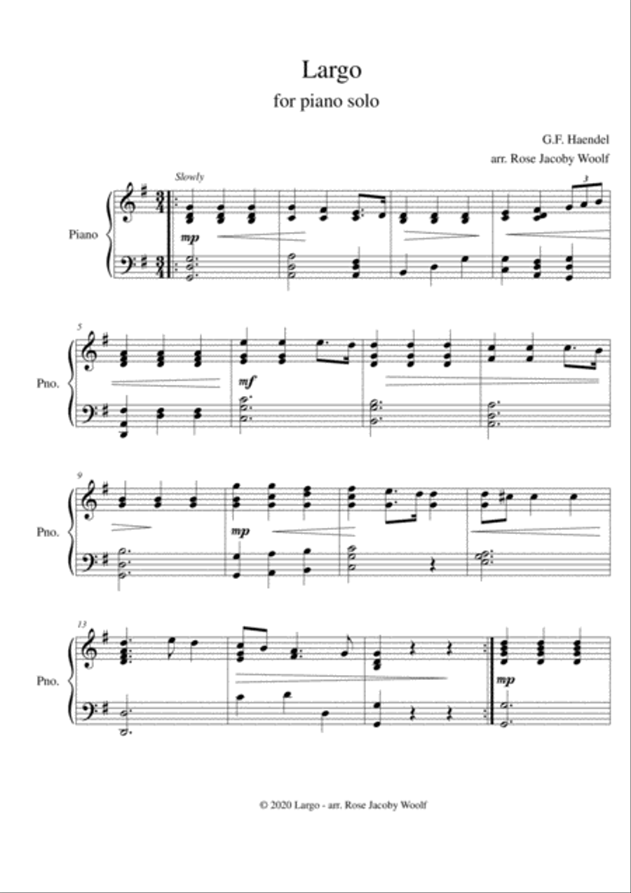 Largo (Haendel) - piano solo Piano Solo scores gallery preview page 1