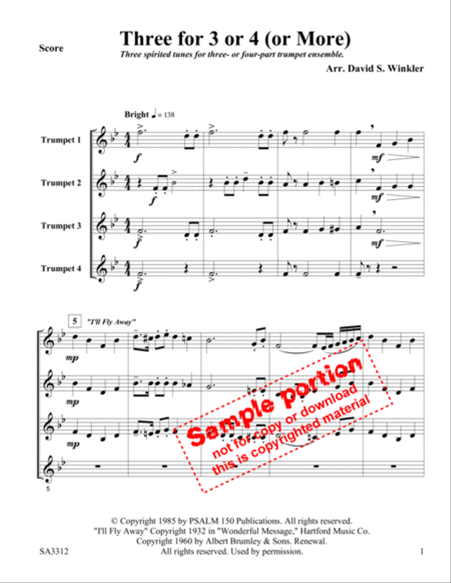 Three for 3 or 4 (or More) Cornet scores gallery preview page 2