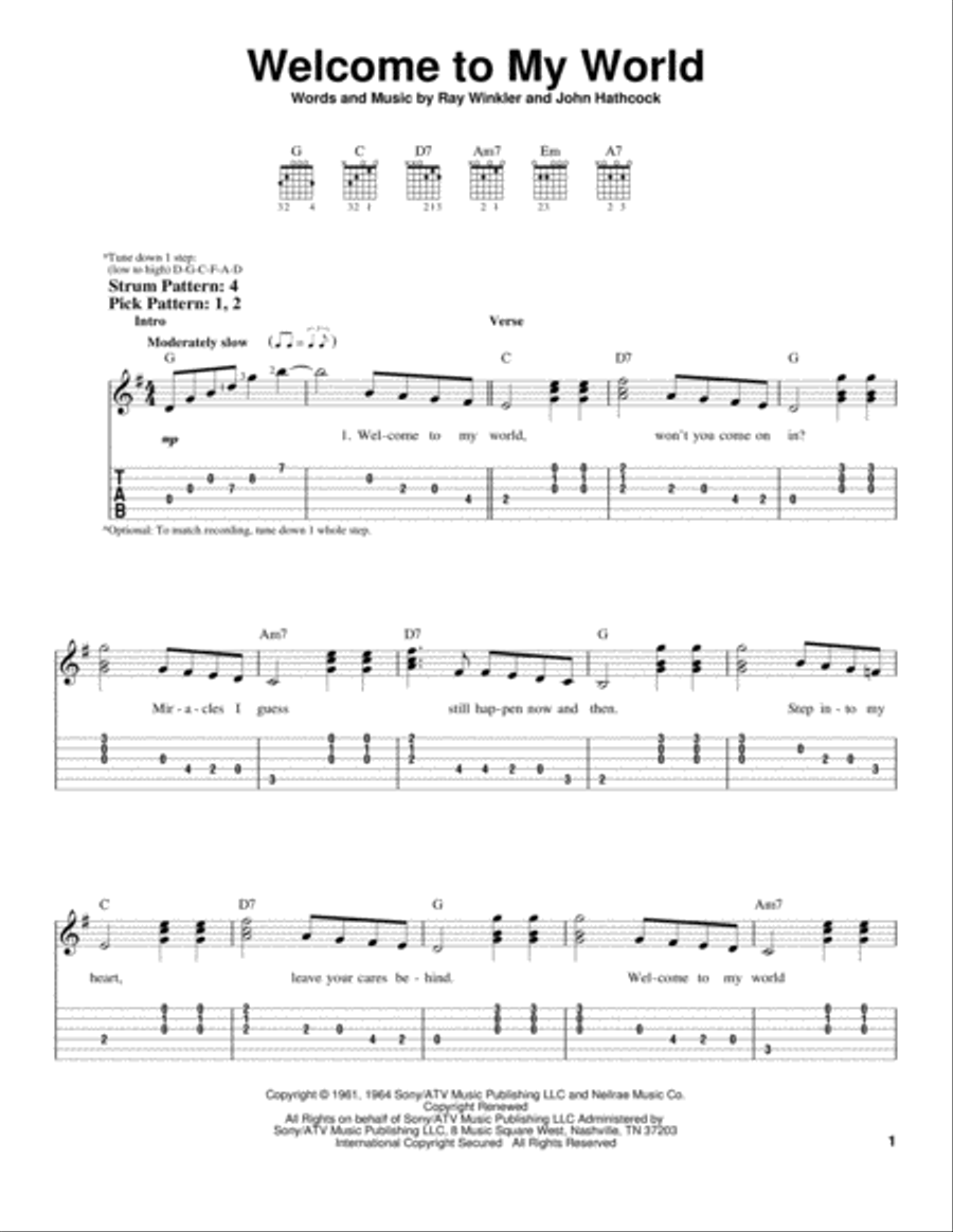 Welcome To My World Acoustic Guitar scores gallery preview page 1