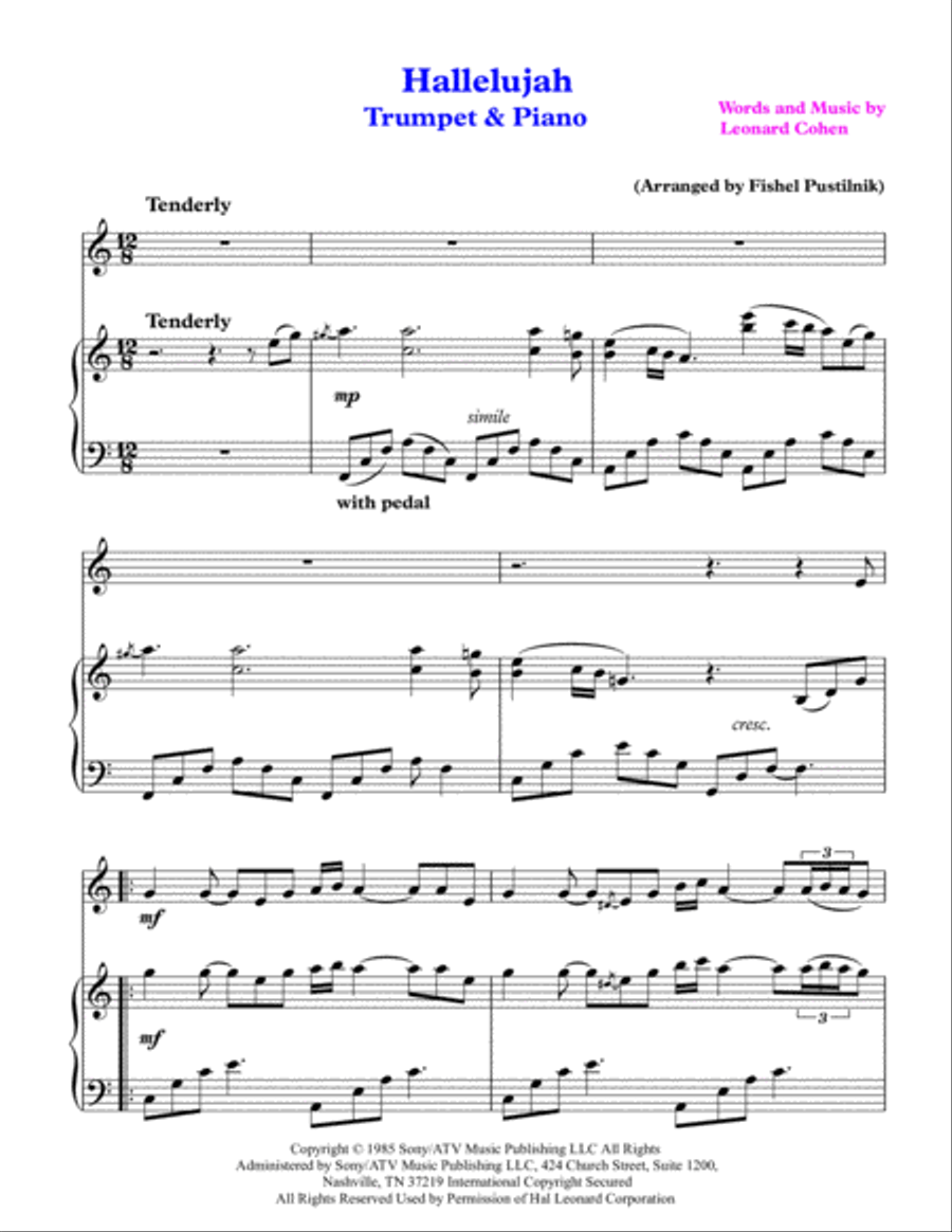 Hallelujah Trumpet Solo scores gallery preview page 2