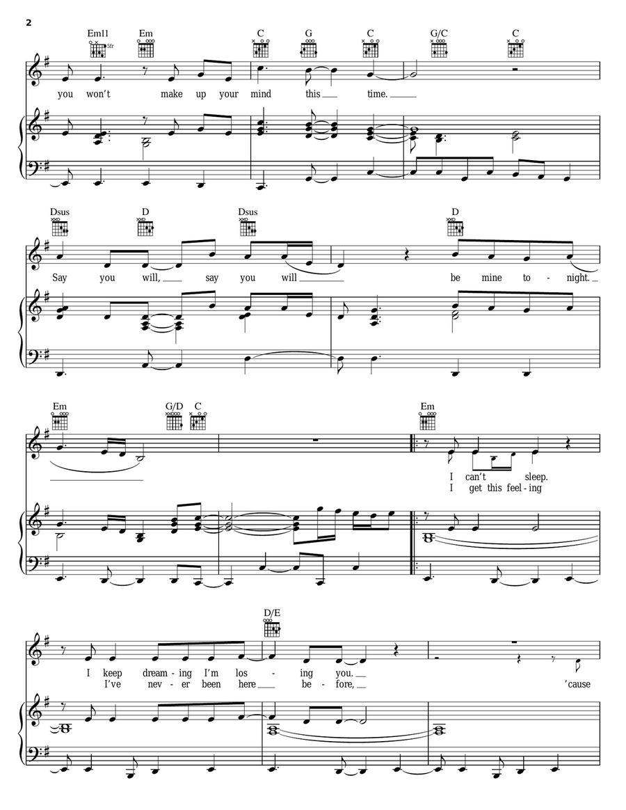Say You Will Piano, Vocal, Guitar scores gallery preview page 2