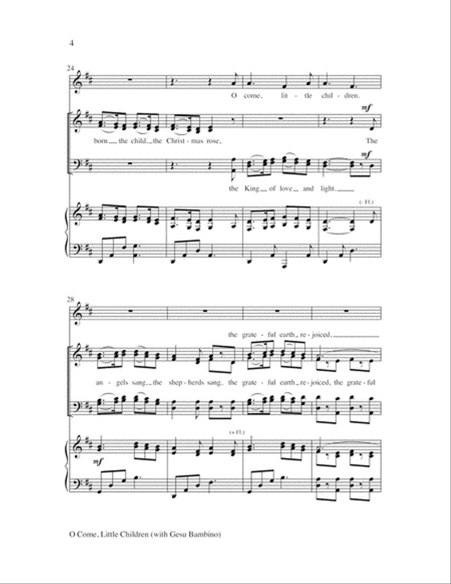O Come, Little Children with Gesu Bambino 4-Part scores gallery preview page 4