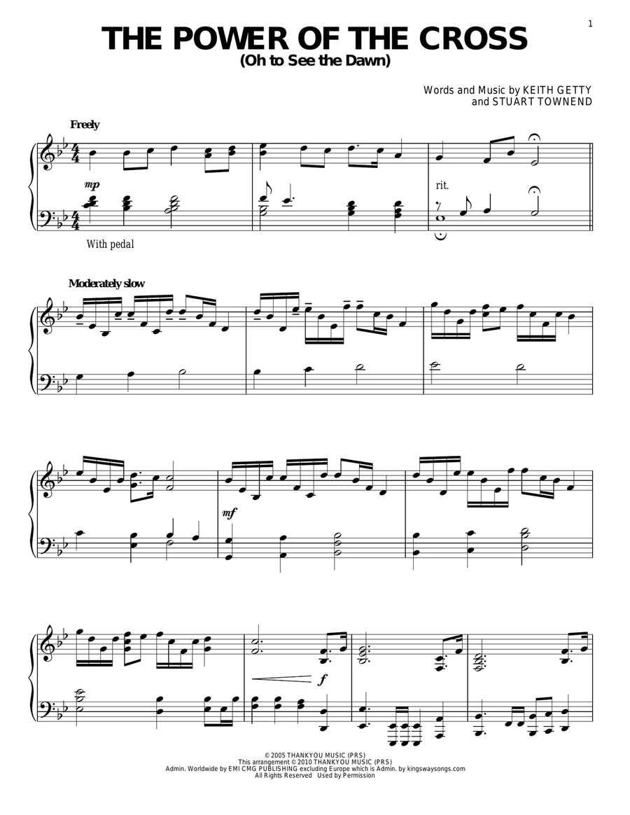The Power Of The Cross (Oh To See The Dawn) Piano Solo scores gallery preview page 1
