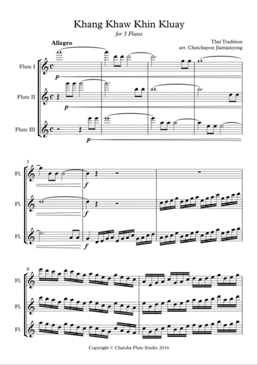 Khang Khaw Khin Kluay for 3 Flutes Flute Trio scores gallery preview page 2