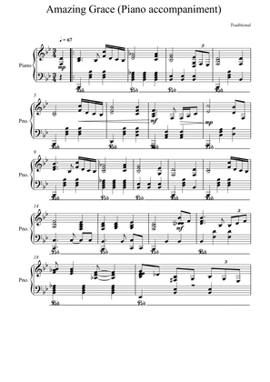 Amazing Grace Piano accompaniment - Bb Major