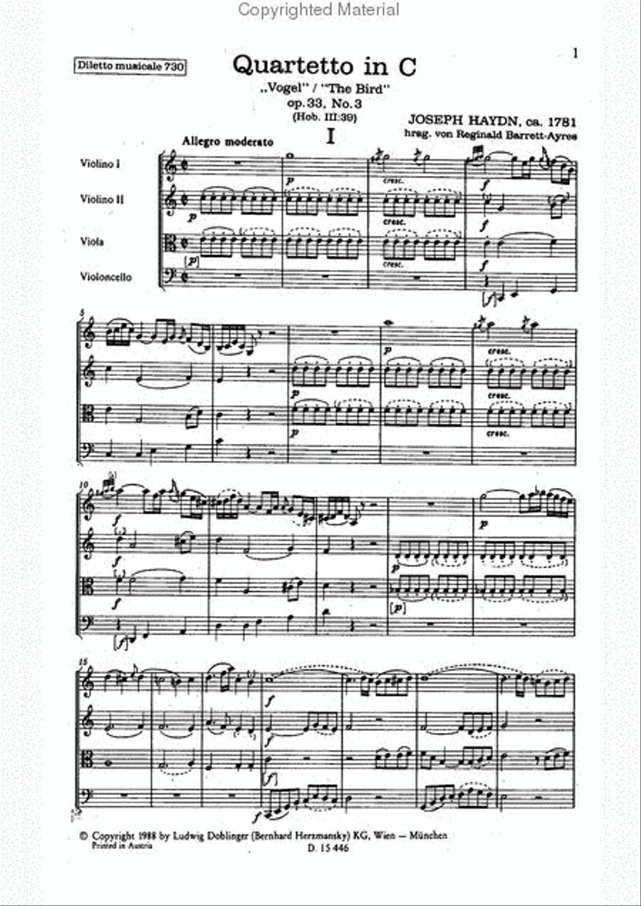 Streichquartett C-Dur op. 33 / 3 String Quartet scores gallery preview page 2