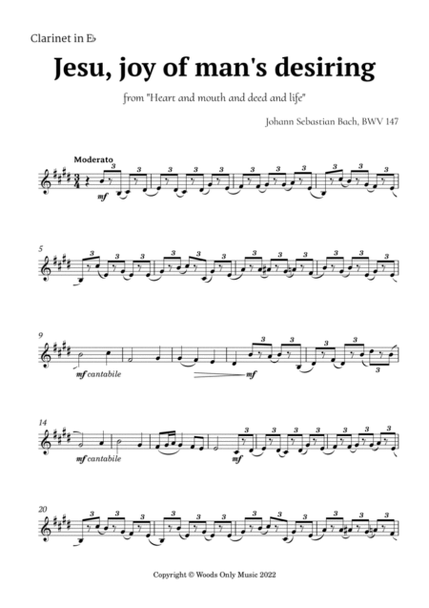 Jesu, joy of man's desiring by Bach for Clarinet Choir Quartet image number null