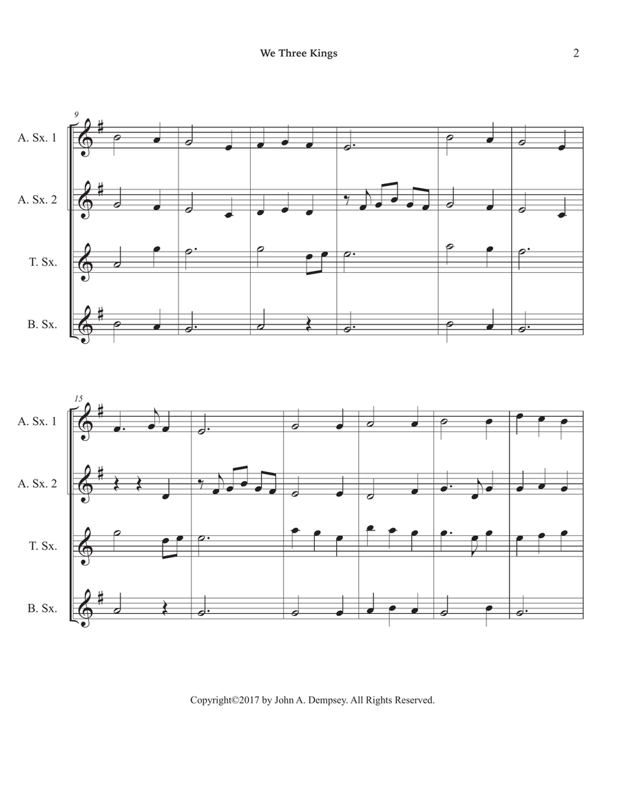 We Three Kings (Sax Quartet: AATB) Saxophone Quartet scores gallery preview page 6