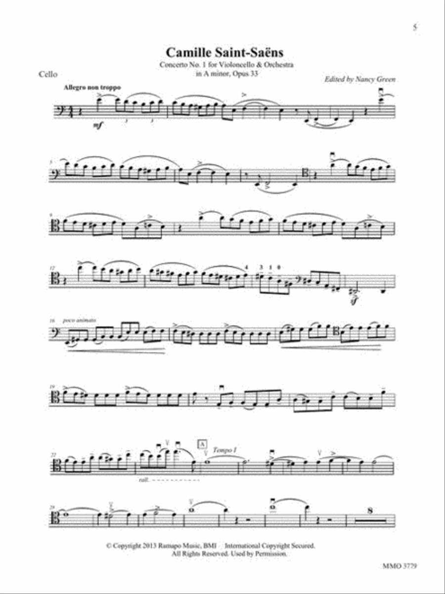 Saint-Saëns – Concerto No. 1 for Violoncello and Orchestra in A minor, Op. 33 Cello Solo scores gallery preview page 4