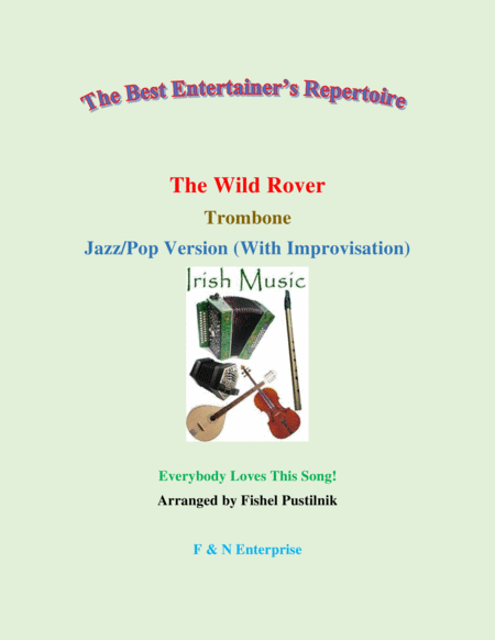 "The Wild Rover" for Trombone (with Background Track)-Jazz/Pop Version with Improvisation image number null