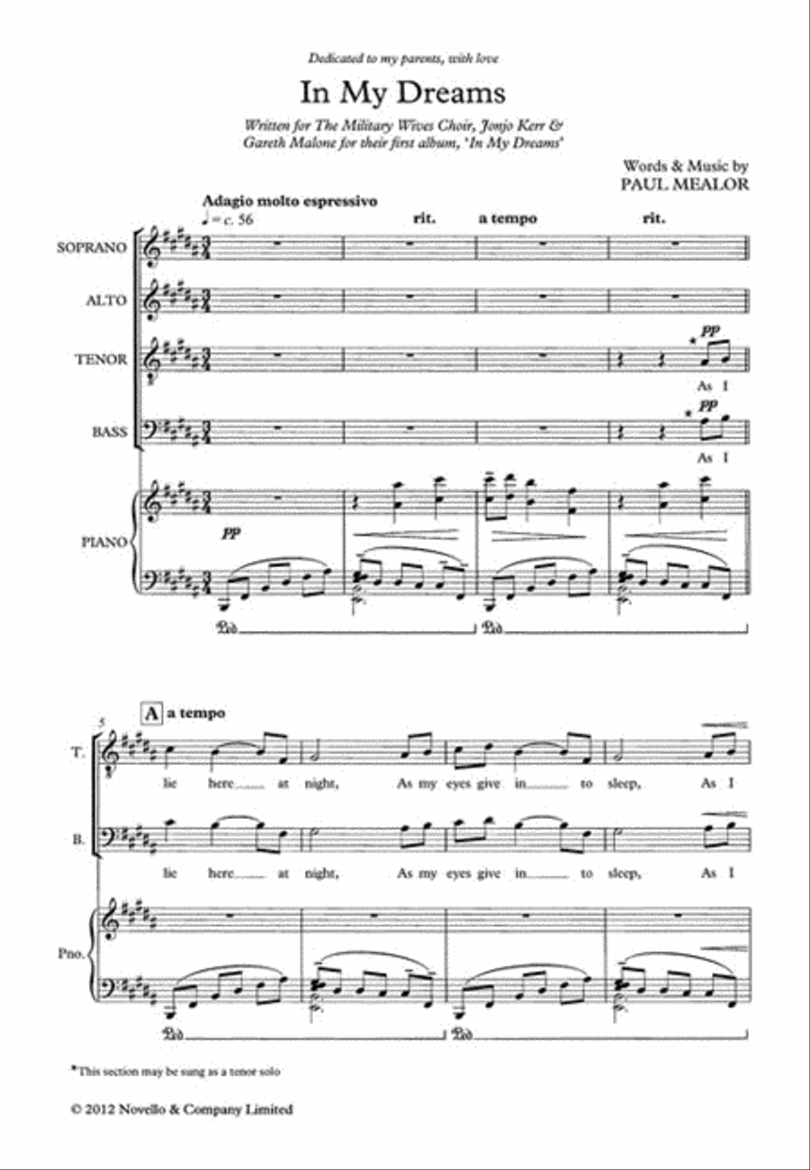 In My Dreams In My Dreams 4-Part scores gallery preview page 2