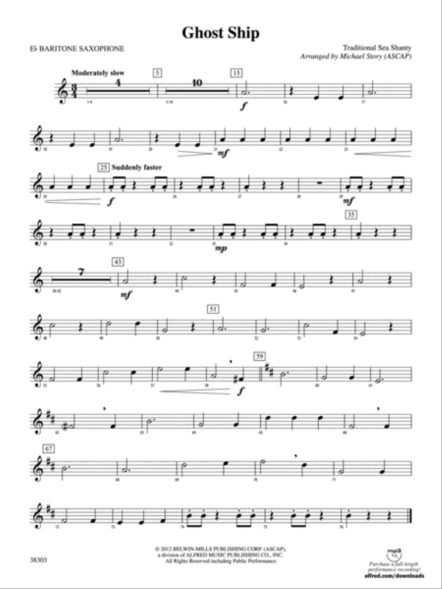 Ghost Ship: E-flat Baritone Saxophone Concert Band scores gallery preview page 1
