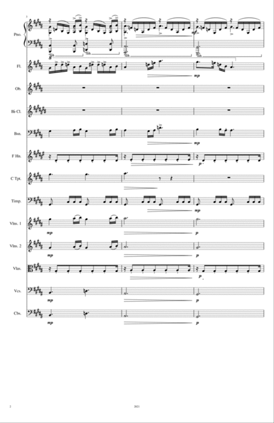 Piano Concerto # 1 - 2nd movement Full Orchestra scores gallery preview page 3