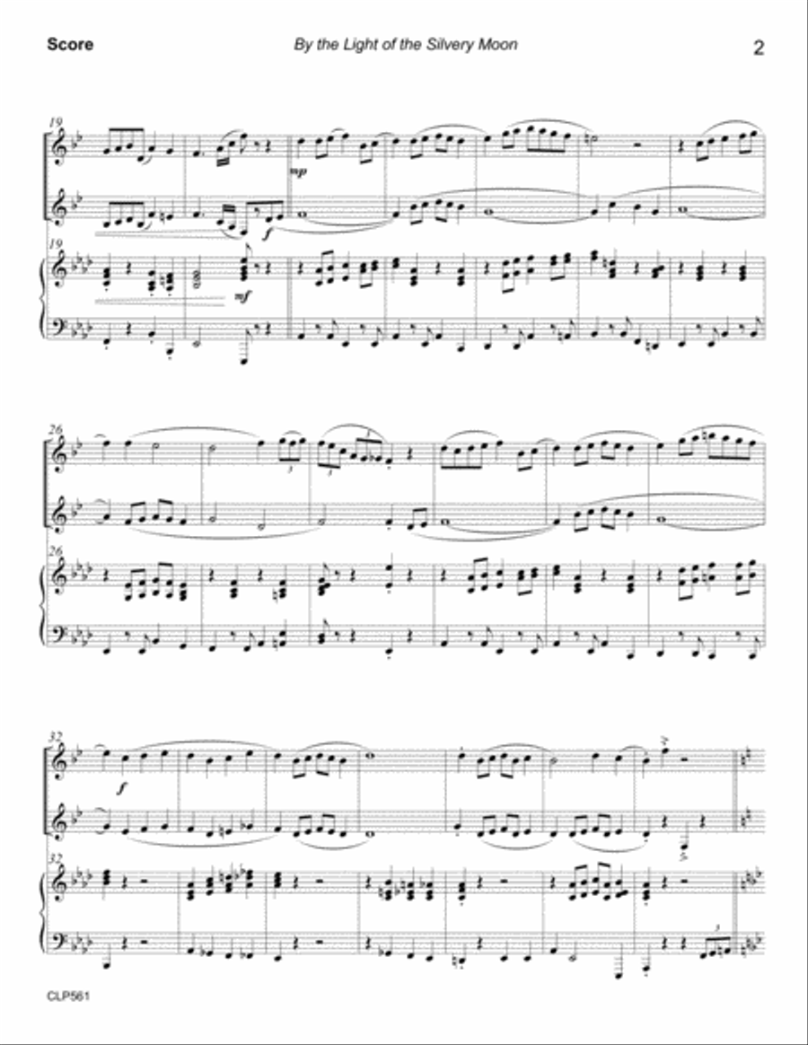 BY THE LIGHT OF THE SILVERY MOON - CLARINET DUET with Piano Accompaniment Clarinet Duet scores gallery preview page 2