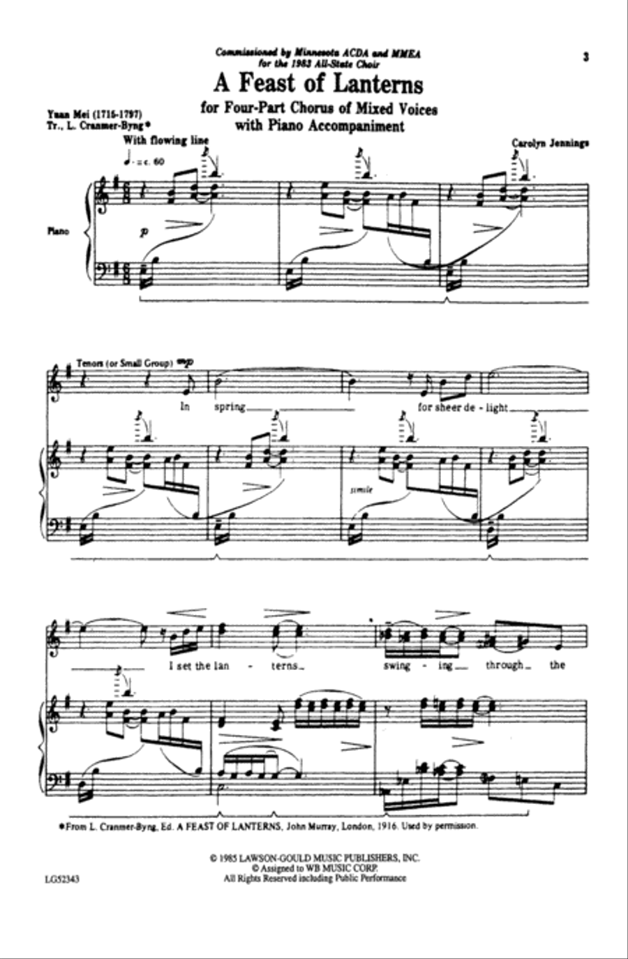 Feast of Lanterns Choir scores gallery preview page 1