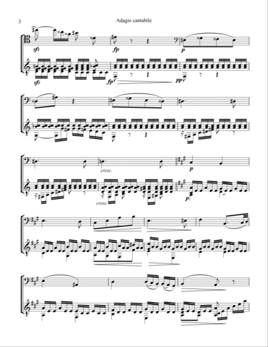 Pathétique - Adagio cantabile, op. 13 No. 8 for cello and guitar String Duet scores gallery preview page 4