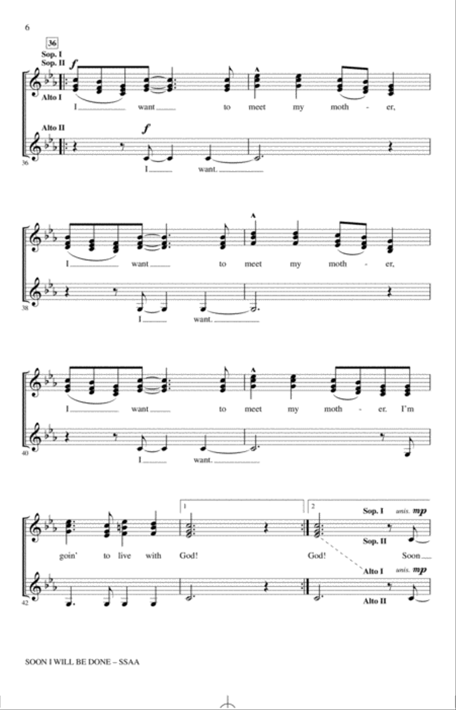 Soon I Will Be Done SSA scores gallery preview page 5