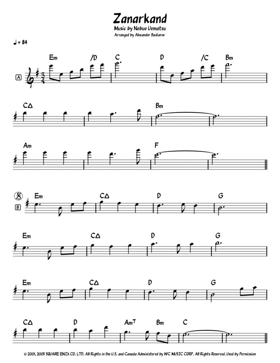 Zanarkand Piano scores gallery preview page 1