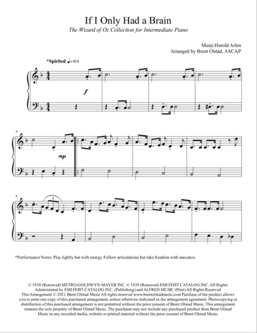 If I Only Had A Brain Piano Solo scores gallery preview page 2