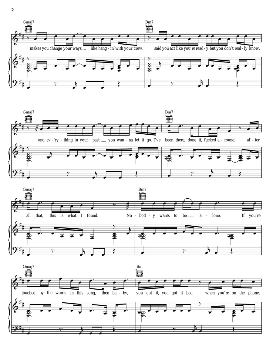 U Got It Bad Piano, Vocal, Guitar scores gallery preview page 2