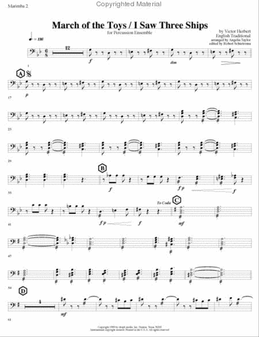 March of the Toys/I Saw Three Ships Percussion Ensemble scores gallery preview page 3