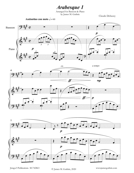 Debussy: Arabesque 1 for Bassoon & Piano image number null