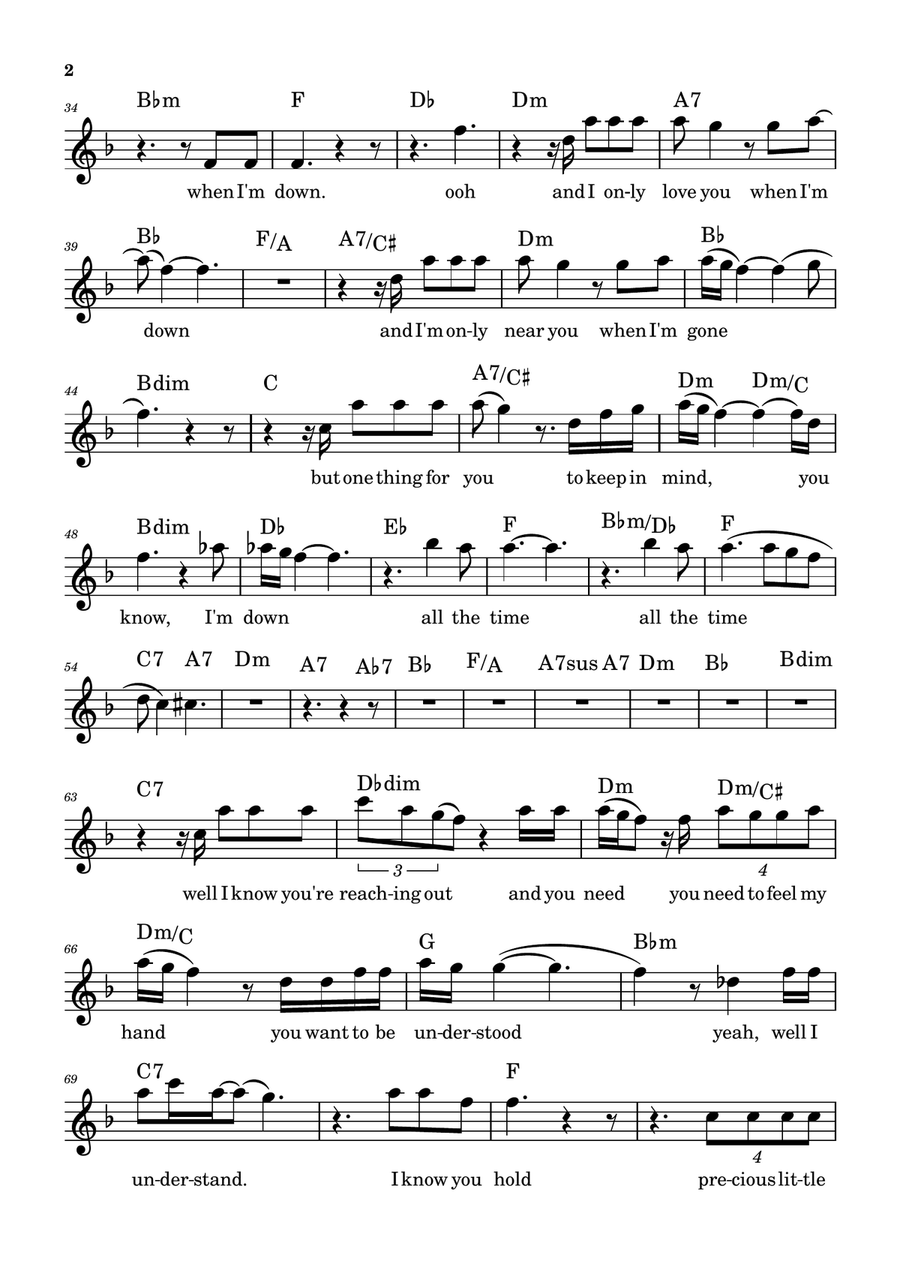 When I'm Down Piano scores gallery preview page 2